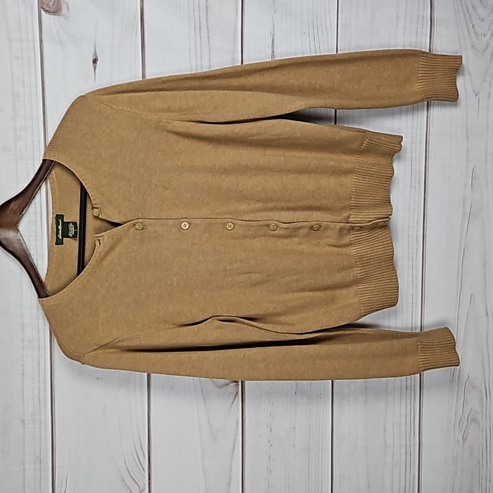 Eddie Bauer Caramel Brown Cardigan Button Sweater - Size Large